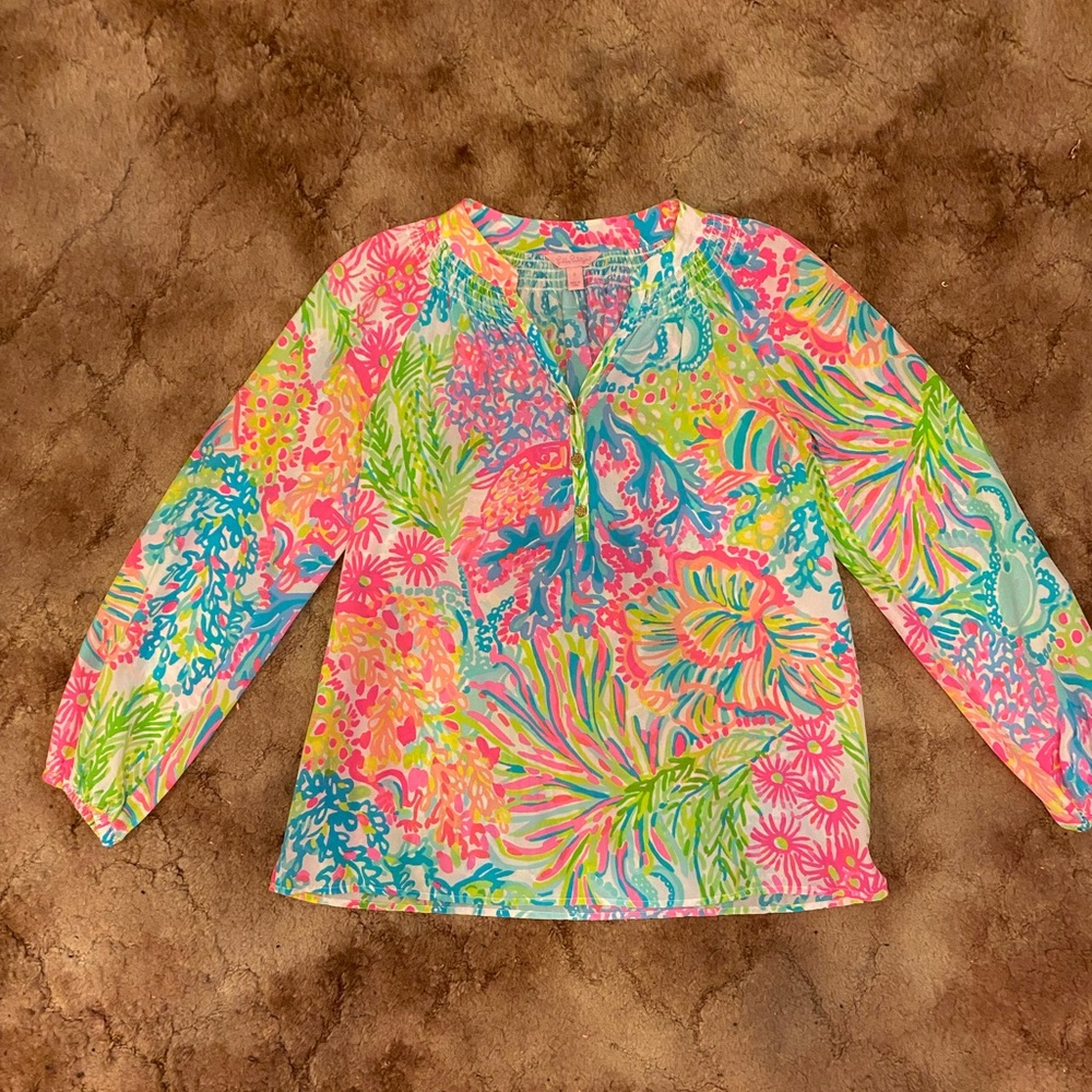 Lilly Pulitzer Elsa top in Lovers Coral